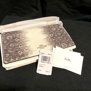 Small Coach Crossbody Purse. Cream and Black Snakeskin